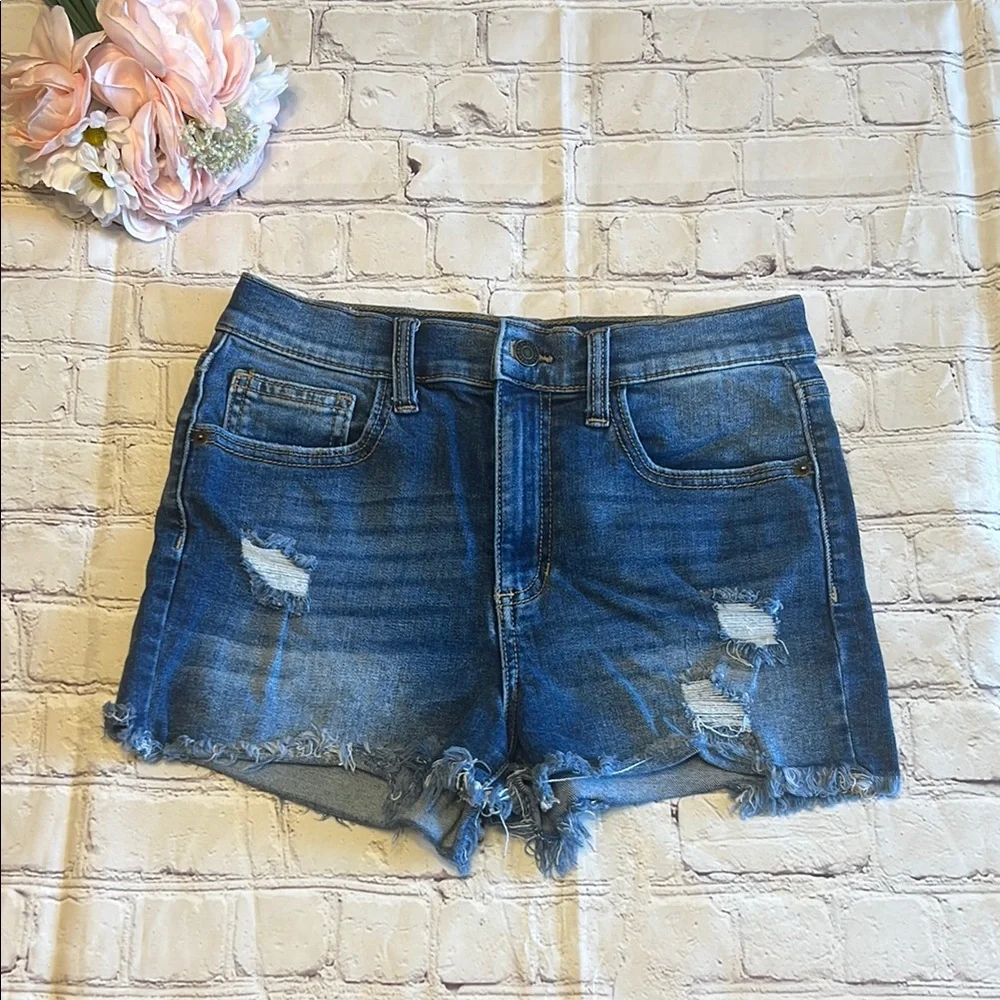 Altar’d State Dark Wash Distressed Denim Shorts